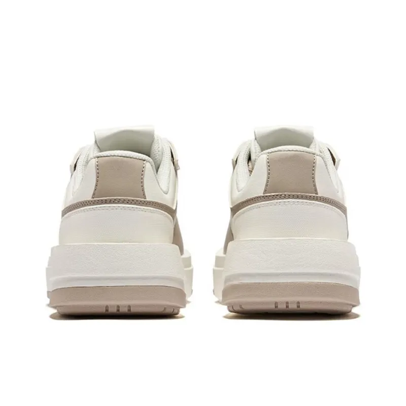 Erke Coverage Anti Slip And Wear Resistant Low Top Skateboard Shoes Women's White Beige-4