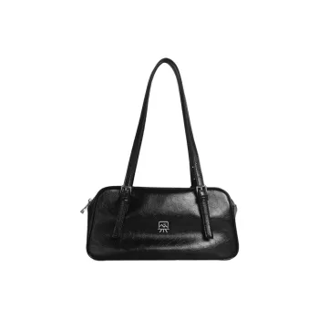 Kikawa Card Synthetic Leather Shoulder Bag Women's Black/Burgundy