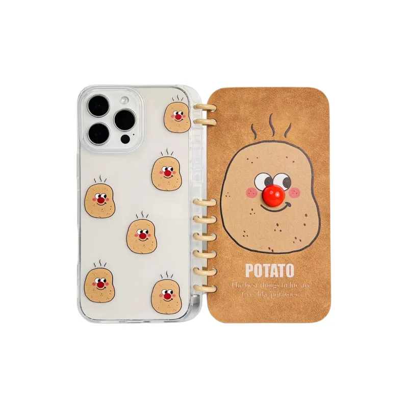 Sopi Leather Material Flap Red Potato Phone Cases Compatible With IPhone 16/15 Pro Max/Apple 13/14 Pro Max Collection-2
