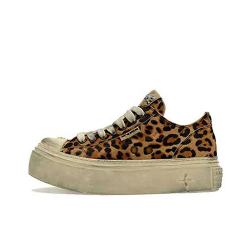 SMFK Stylish Skateboarding Shoes Women's Leopard Print