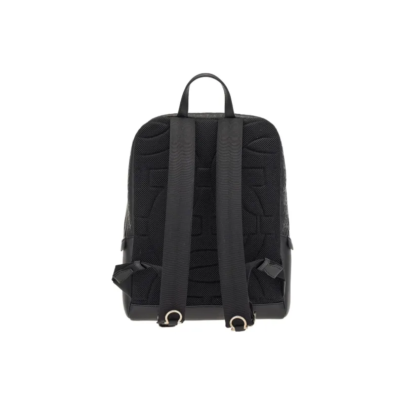 FERRAGAMO GANCINI Cow Leather Backpack Men's Black-2