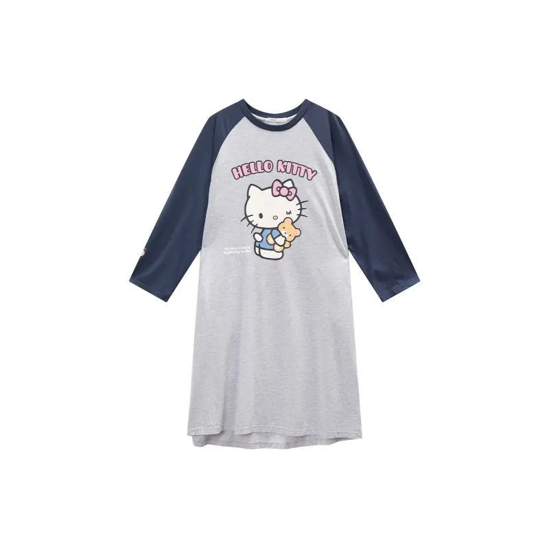 GUKOO x Hello Kitty Sanrio Series Nightgown Women's Silver Gray-0