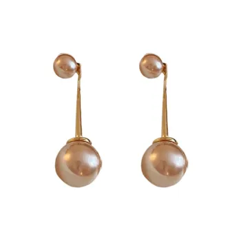 Drejew Copper Faux Pearl Stud Earrings Women's