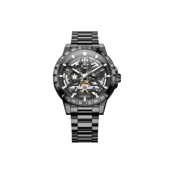 LINGKE Automatic Mechanical Movement Stainless Steel Watchband Watch Men's Watches Black Dial