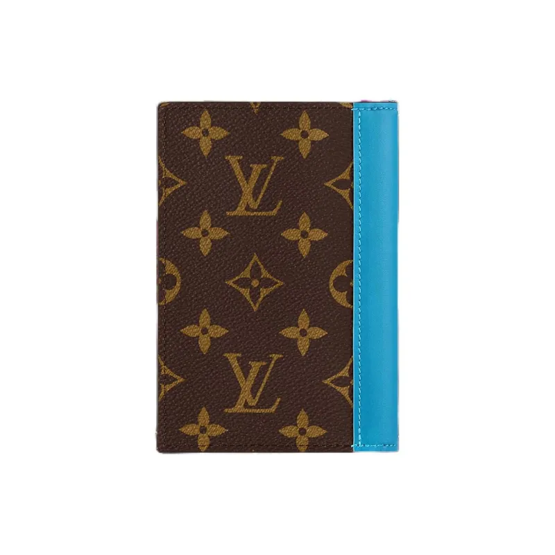 LOUIS VUITTON Colormania Coated Canvas Passport Holder Men's Blue & Brown-1