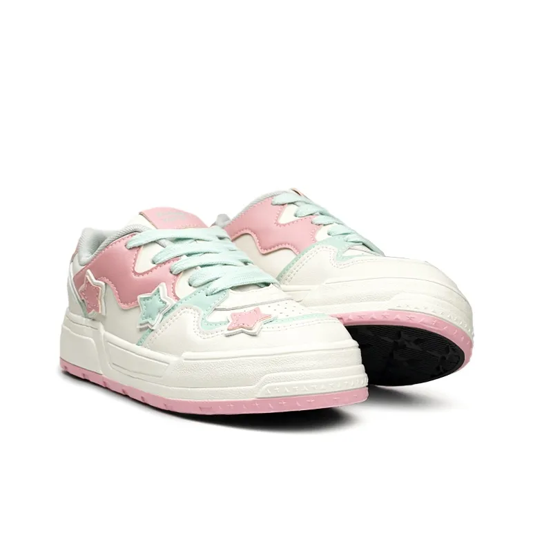 Mengsai Balanced And Non slip Low Top Skateboard Shoes Women's Beige Pink Green-2