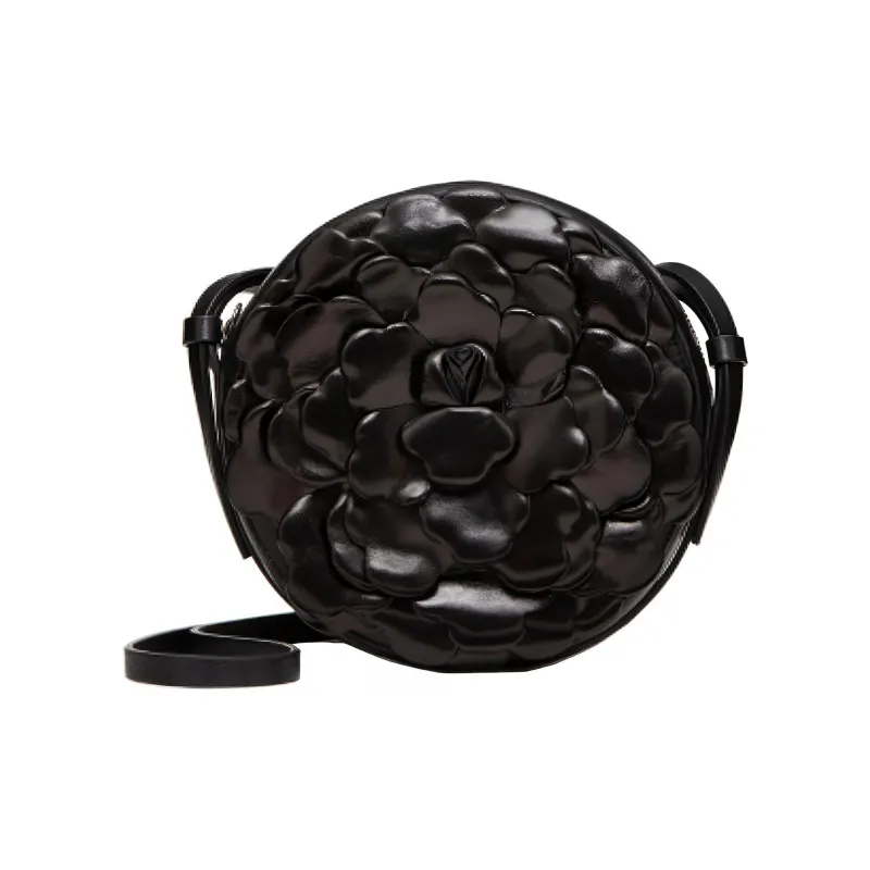 Valentino Atelier Sheepskin Round Bag Shoulder Bag, Crossbody Bag Women's Black-0
