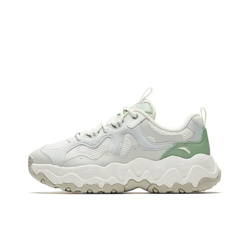 Anta Anti Slip Wear Resistant Low Top Casual Shoes Women's White Green Gray