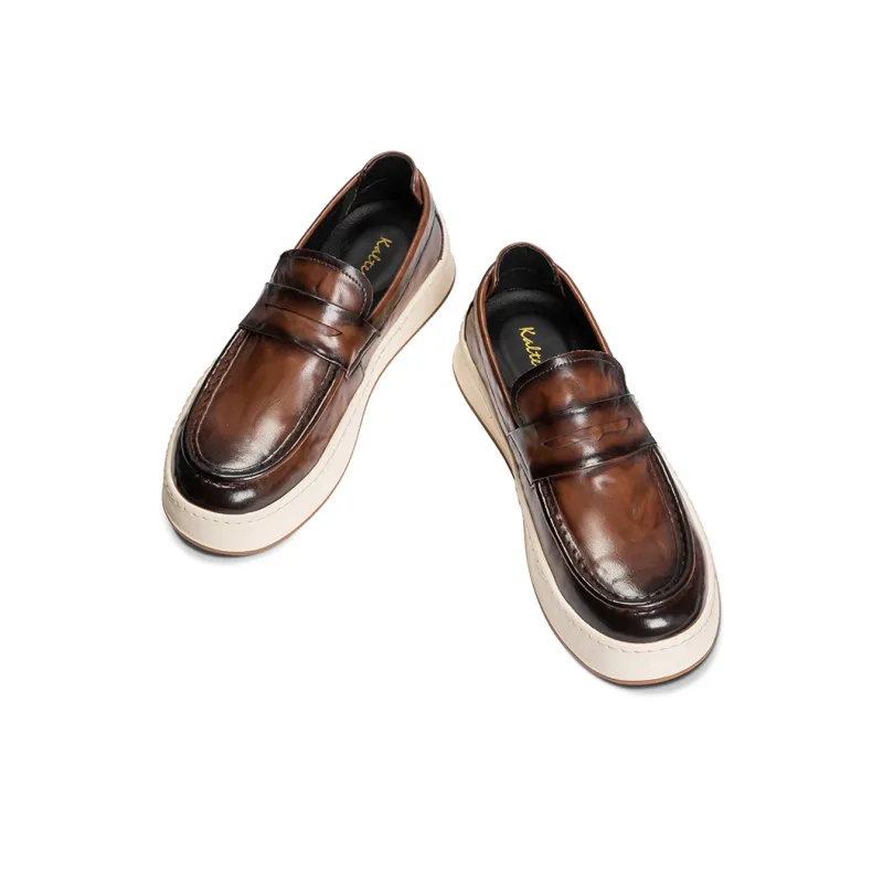 Kaltendin British Commute Vintage Loafers Men's Black-11