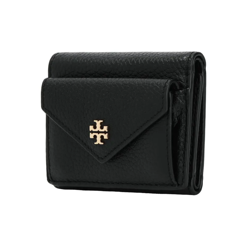 TORY BURCH Litchi Grain Cow Leather Wallet Women's Black-1
