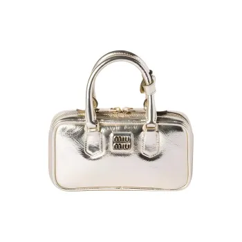 MIU MIU Nappa Leather Shoulder Bag Crossbody Bag Handbag Mini Women's Yellow Iron Ore