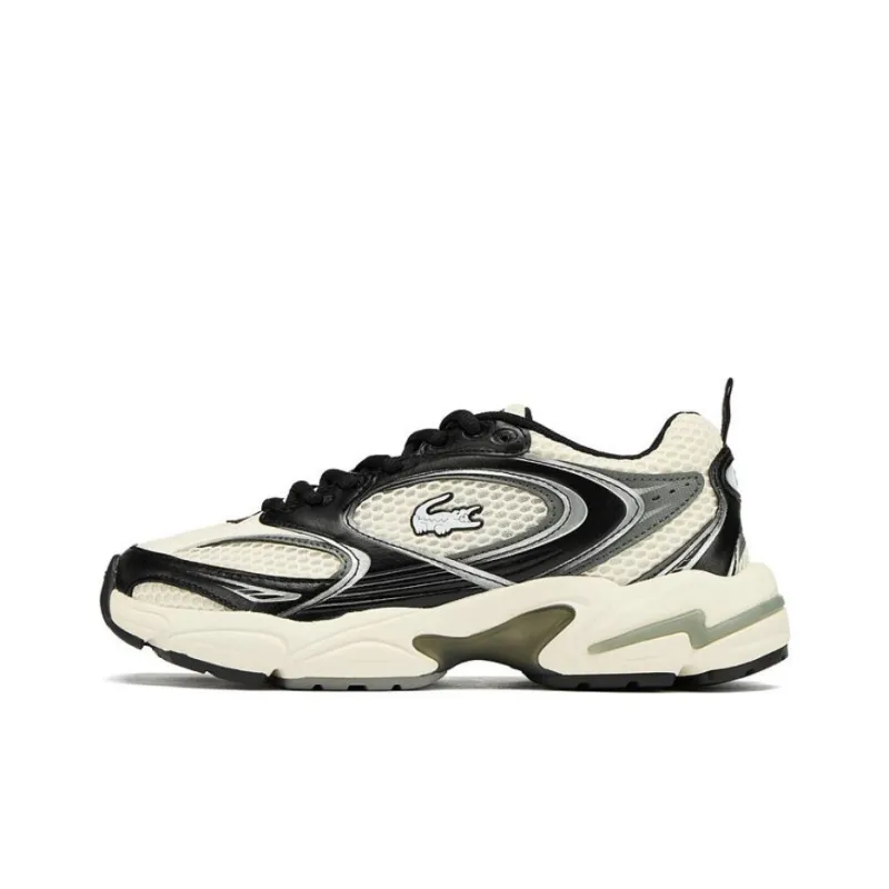 LACOSTE Wear Resistant Low Top Casual Shoes Women's Beige Black-0