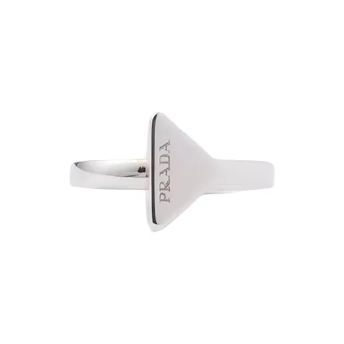 PRADA Metal Rings Women's Gray White Steel