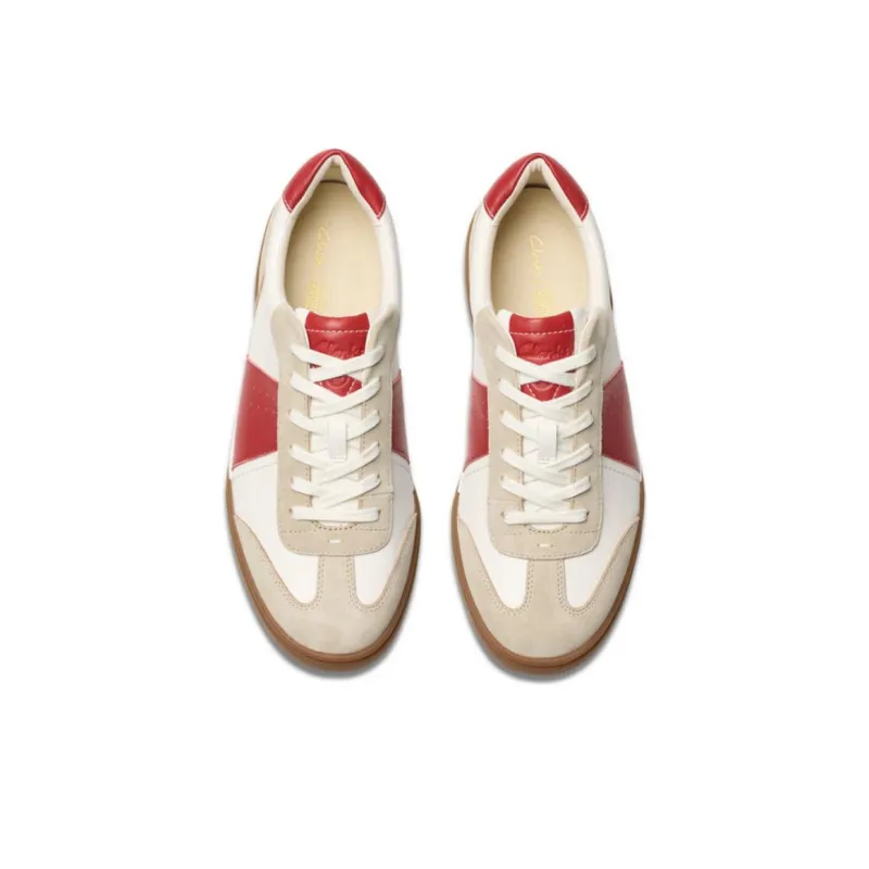 Clarks CraftLoop Slip Resistant Low Top Skateboard Shoes Men's White Gray Red-2