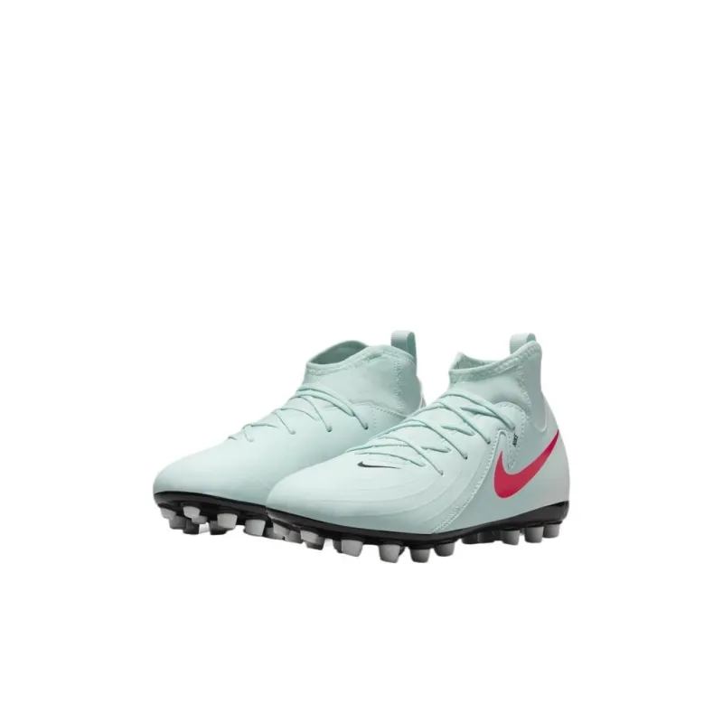 Nike Phantom Luna 2 Slip Resistant Shock Absorbers Mid Top Kids' Soccer Shoes Mint Green/Atomic Red/Gray Black Kids'-2