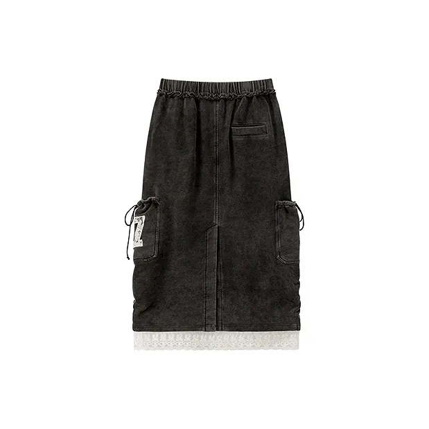 CHUU Casual Long Skirts Women's Black-1