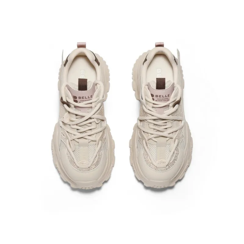 BELLE Height Increasing Coverage Low-Top Chunky Sneakers Women's Apricot-2
