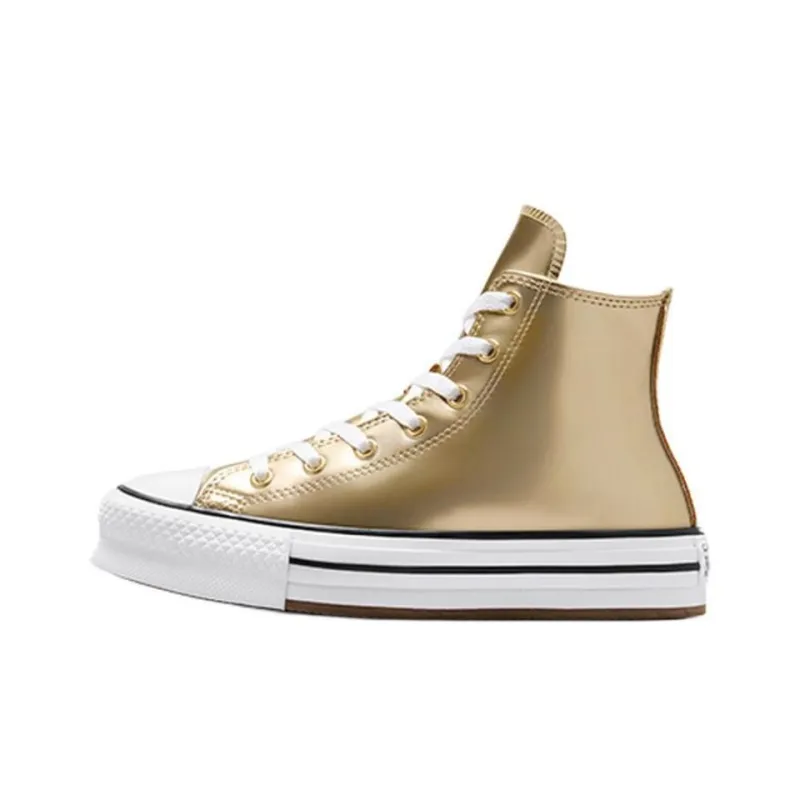 Converse Chuck Taylor All Star Anti Slip Wear Resistant High Top Kids' Skateboarding Shoes Gold Teenagers-0