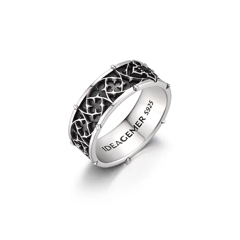 IDEAGEMER 925 Sterling Silver Rings Men's-5