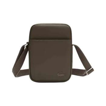 LACOSTE PU Shoulder Bag, Crossbody Bag Men's Dark Brown
