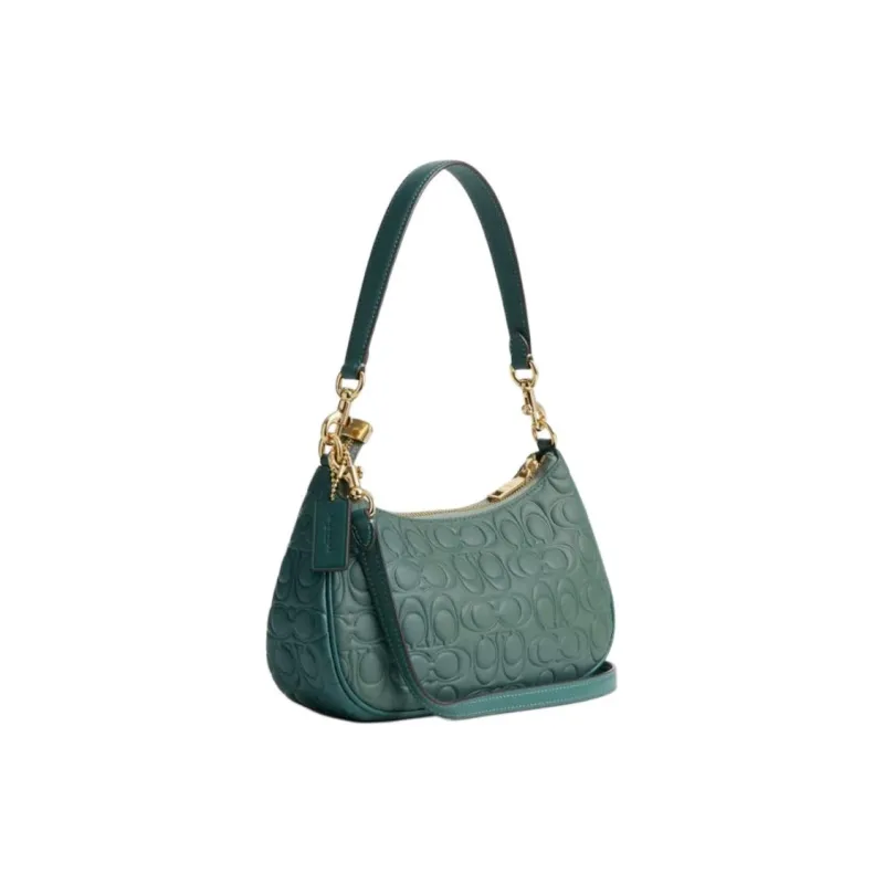 COACH Leather Shoulder Bag Unisex Deep Turquoise-1