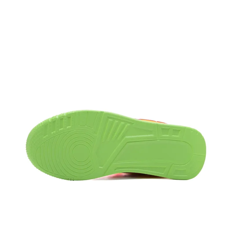 OAOQ Cushioning Abrasion Resistant Lightweight Low Top Skateboard Shoes Unisex Pink Green Mismatched-5