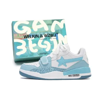 WELKIN&WZWJ Gift Box Set Slip Resistant Low Top Skateboard Shoes Unisex Sea Salt Blue