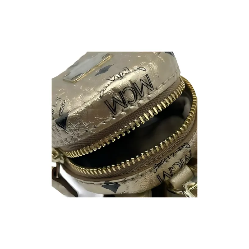 MCM Cow Leather, Artificial Leather Coin Purse Women's Gold-3