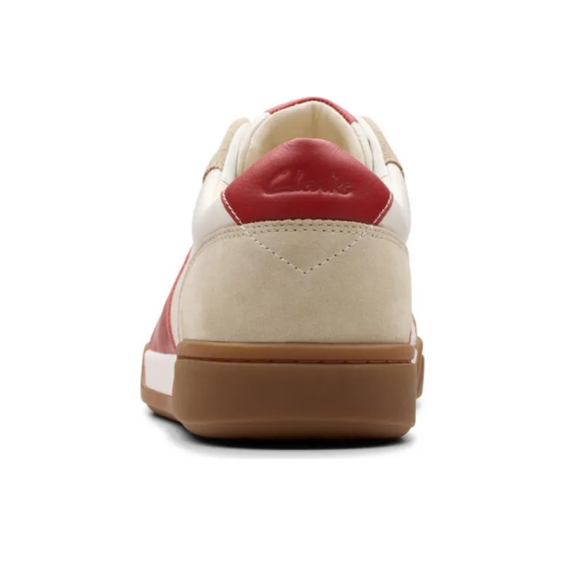 Clarks CraftLoop Slip Resistant Low Top Skateboard Shoes Men's White Gray Red-3