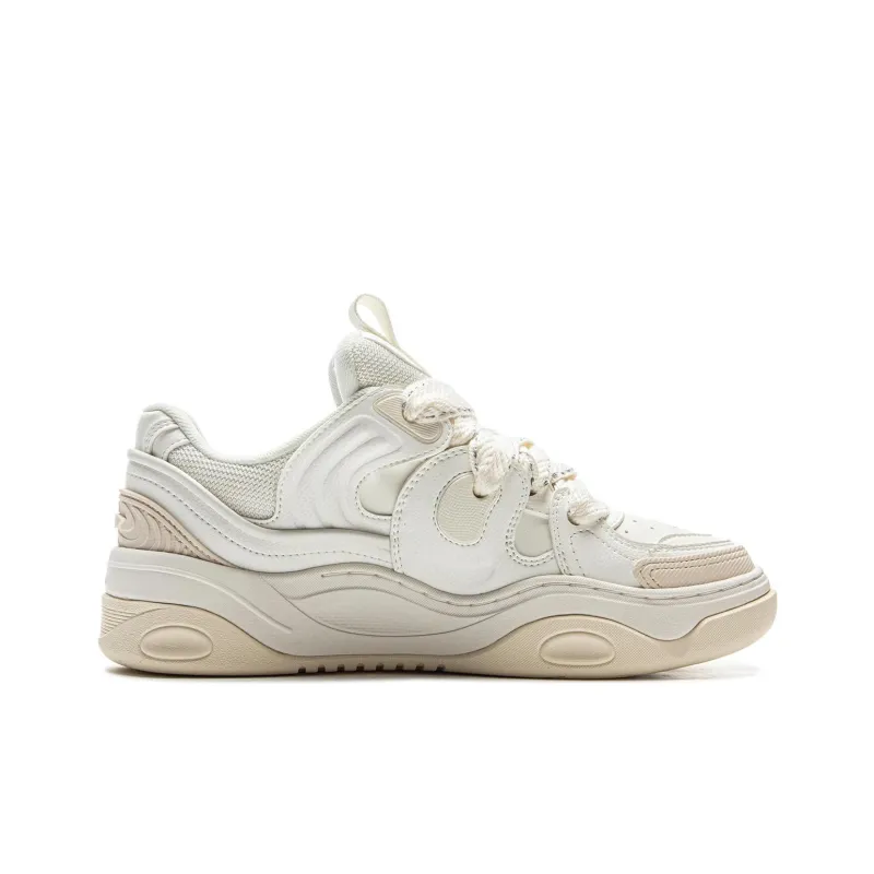 LiNing Expedition 3 Cushioning Anti-Slip And Wear-Resistant Height Increasing Low-Top Casual Shoes Women's White Beige-1