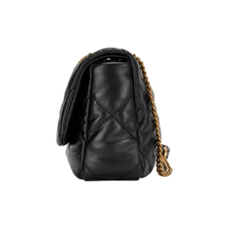 Hush Puppies Cow Leather Bonded Synthetic Leather Shoulder Bag Medium Size Women's Black-3