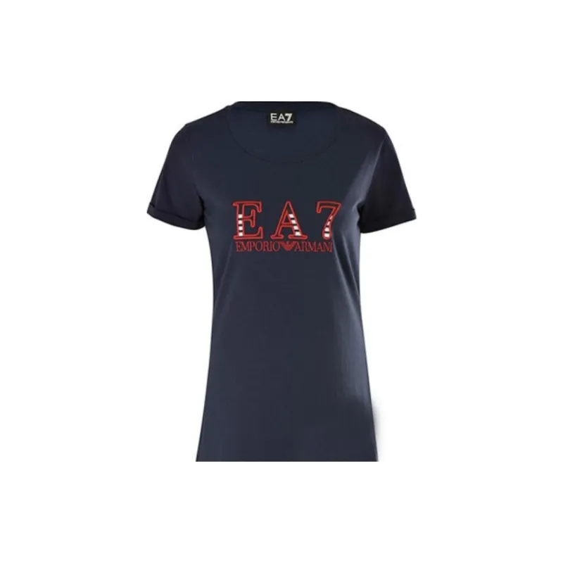 EMPORIO ARMANI EA7 Short Sleeved Dresses Women's Blue-3