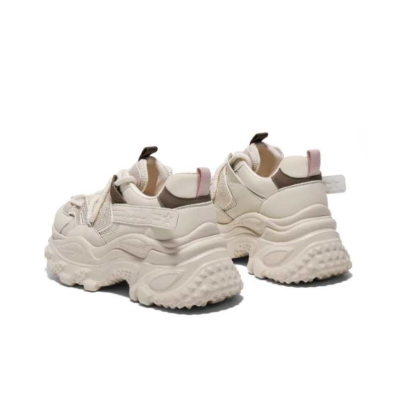 BELLE Height Increasing Coverage Low-Top Chunky Sneakers Women's Apricot-3