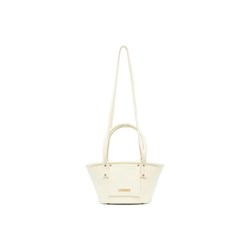 Jacquemus Calfskin Tote Bag Shopping Bag Tote Handbag Crossbody Bag Women's Beige-0