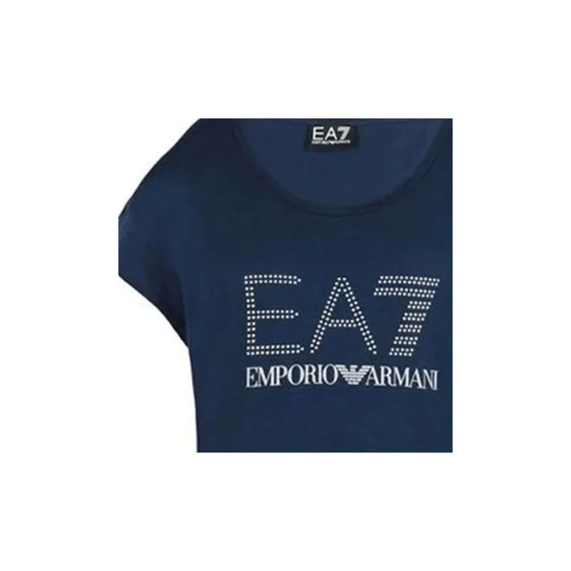 EMPORIO ARMANI EA7 Regular Short Sleeved T Shirts Women's Marine Blue-1