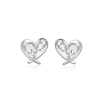 KADER 925 Silver Set With Diamonds Stud Earrings Women's Anniversary Birthday Bestie Style