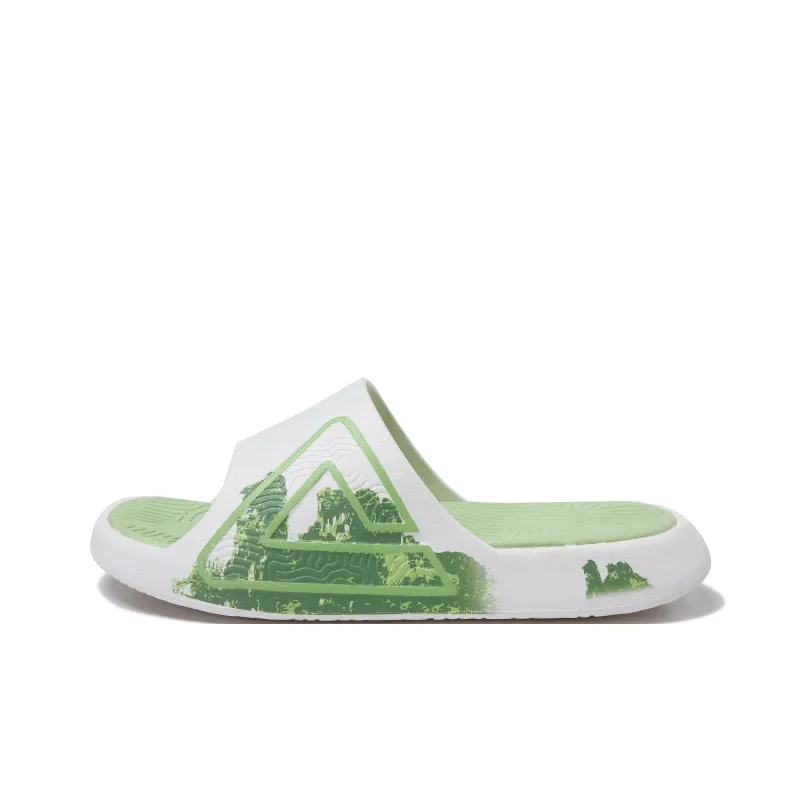 PEAK State Pole Slip Resistant Abrasion Resistant Cushioning Slide Slippers Unisex White Green-0