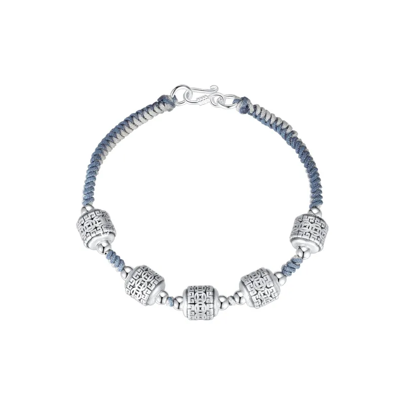 WINY 999 Fine Silver Bracelets Women's Black Gray-0