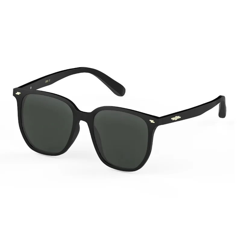 LOHO Plate Frame TR90 Square Driving UV Protection Sunglasses Unisex Black Tea Brown-0