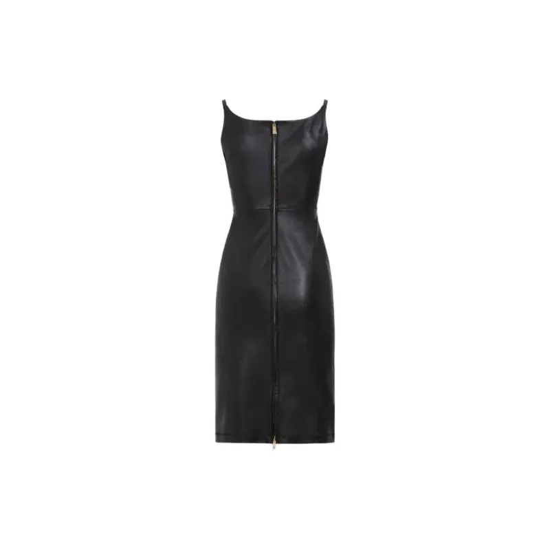 VERSACE Zip-Up Sleeveless Leather Dress-1