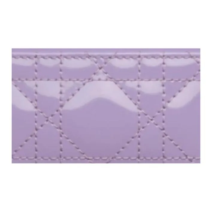 DIOR Lady Dior Patent Leather Calfskin Money Clip Card Holder Card Case Women's Light Purple-2