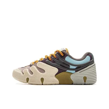 LiNing Anti Slip And Wear Resistant Coverage Low Top Skateboard Shoes Unisex Beige Gray Blue