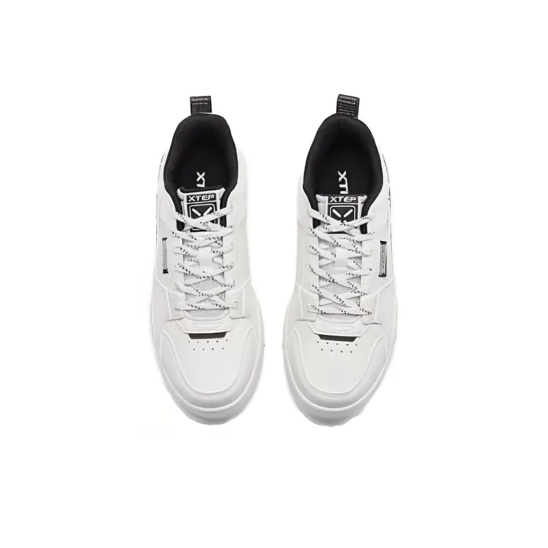 XTEP Unbounded Cushioning Wear Resistant Low Top Skateboard Shoes Women's White Black-3