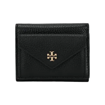 TORY BURCH Litchi Grain Cow Leather Wallet Women's Black