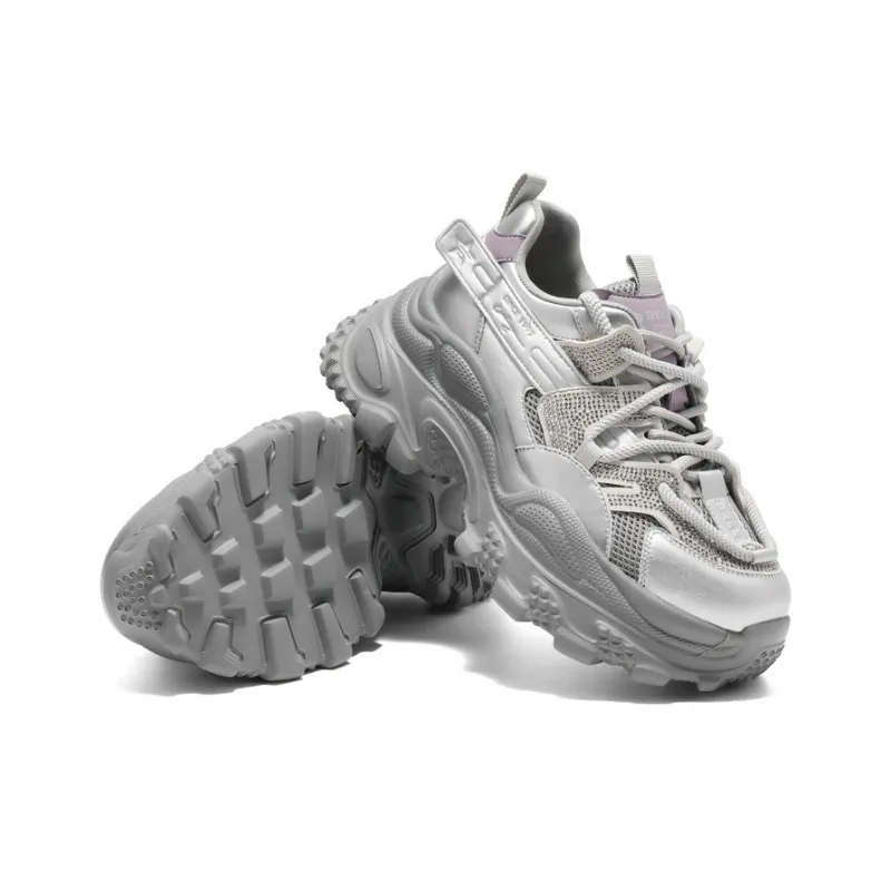 BELLE Height Increasing Coverage Low-Top Chunky Sneakers Women's Apricot-9
