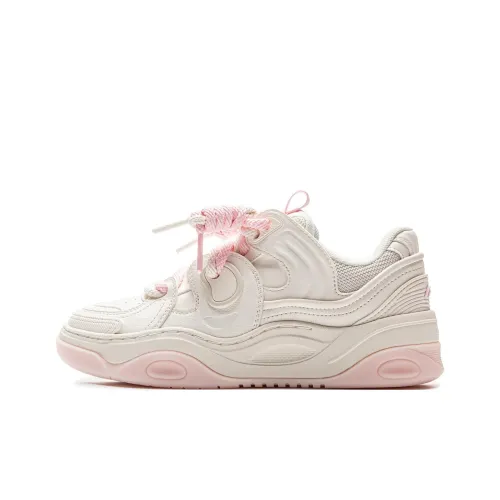 LiNing Expedition 3 Cushioning Anti-Slip And Wear-Resistant Height Increasing Low-Top Casual Shoes Women's White Pink