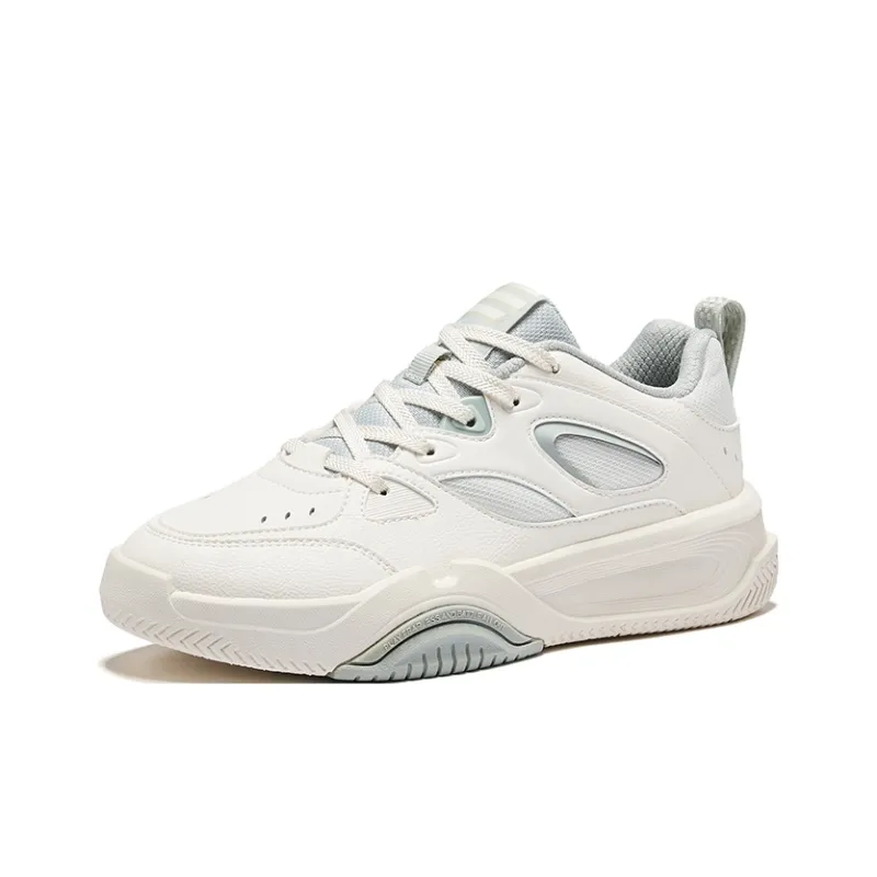 Erke Anti Slip And Wear Resistant Breathable Low Top Skateboard Shoes Women's Microcrystal White Light Gray Green-2