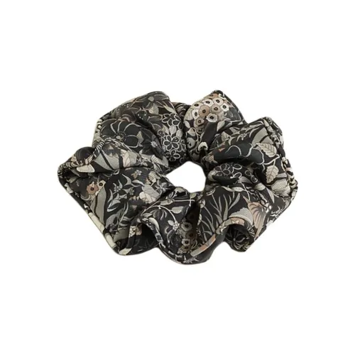 HERMES Silk Palladium Plated Hair Tie Women's Black