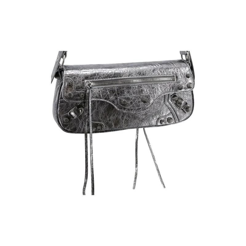 Balenciaga Le Cagole Lambskin Shoulder Bag Women's Silver-4