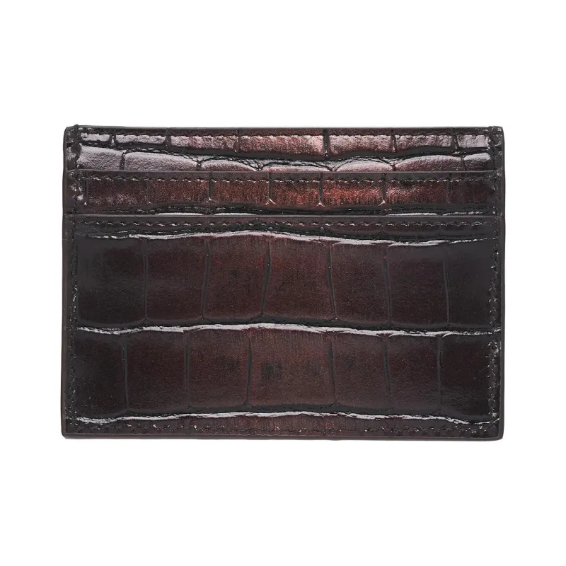 FANSIZHE Greca Goddess Calfskin Card Holder Regular Men's Black & Brown-1